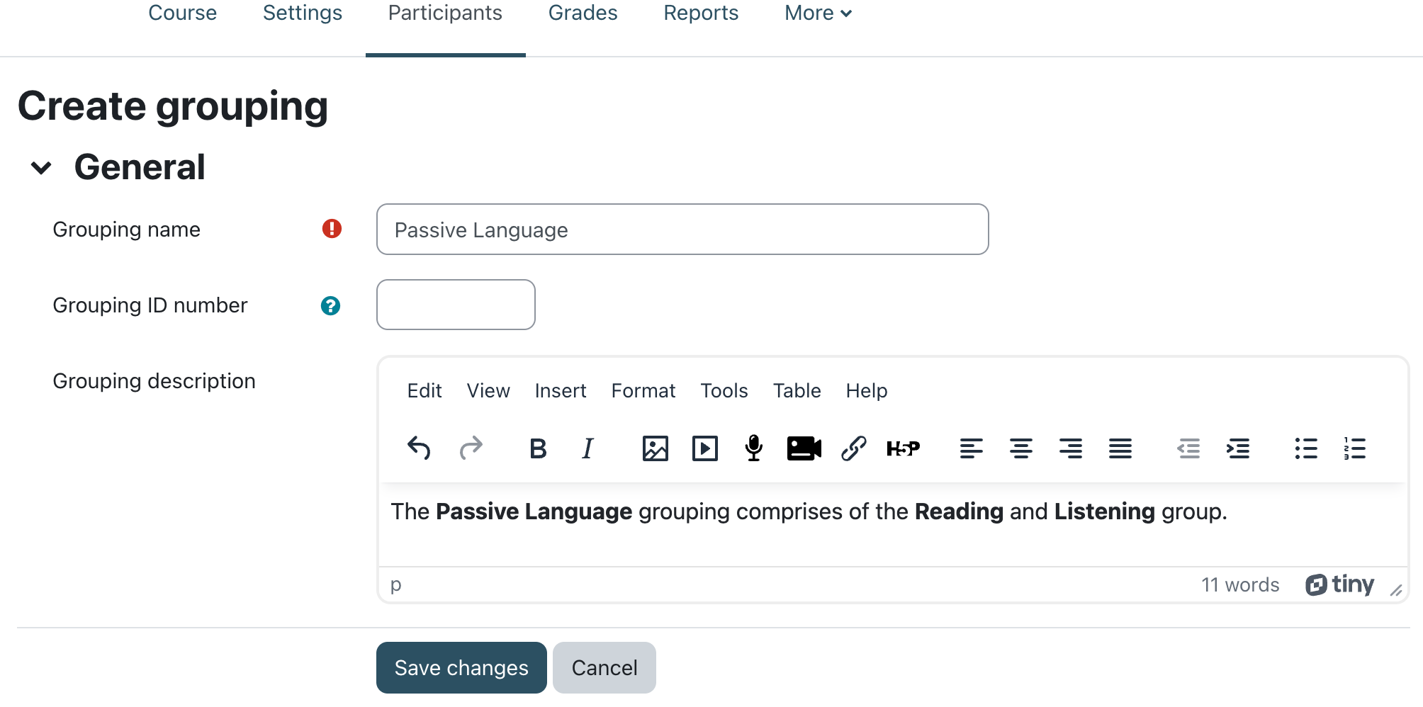 Create grouping