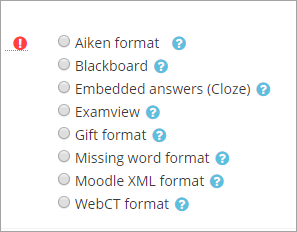 Import
question formats from the import
tab