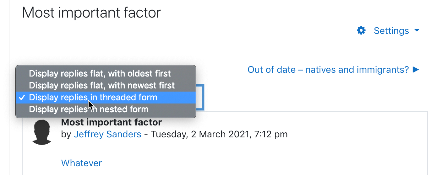 Reply display options