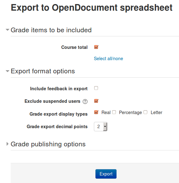 Grade export