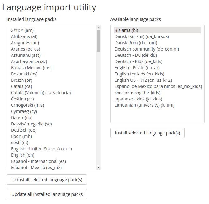 Installing a language
pack