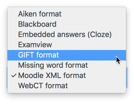 Lesson screen asking which file type will
be
imported