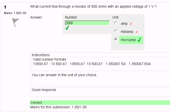 Numerical multiple choice unit
example