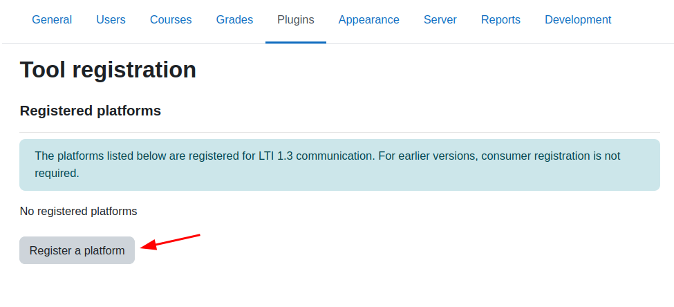 LTI Tool registration