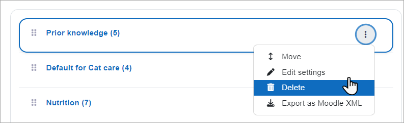 Delete a category