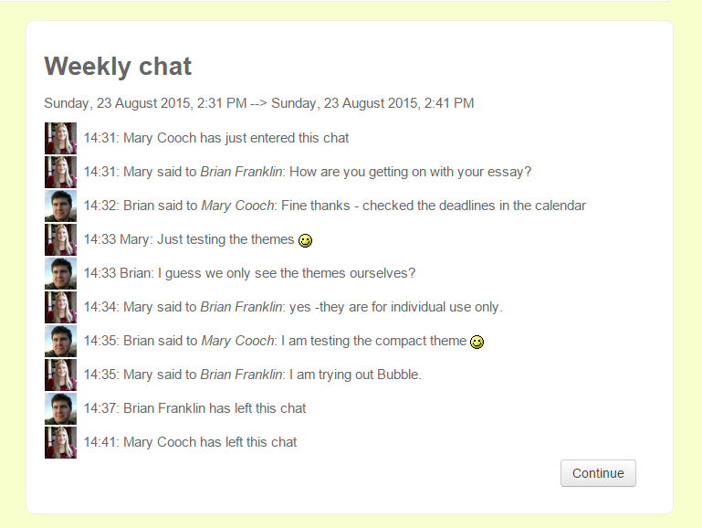 Chat transcript|center