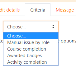 Choosing criteria for the badge