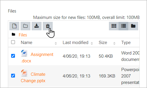 Bulk delete private files Массовое удаление личных файлов