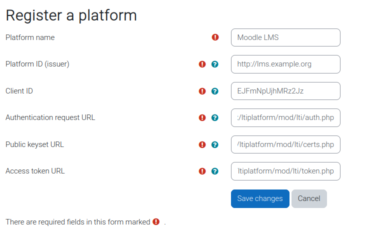 После настройки Moodle на платформе сведения о платформе вместе с идентификатором размещения должны быть зарегистрированы в Moodle, чтобы завершить регистрацию После настройки Moodle на платформе сведения о платформе вместе с идентификатором размещения должны быть зарегистрированы в Moodle, чтобы завершить регистрацию